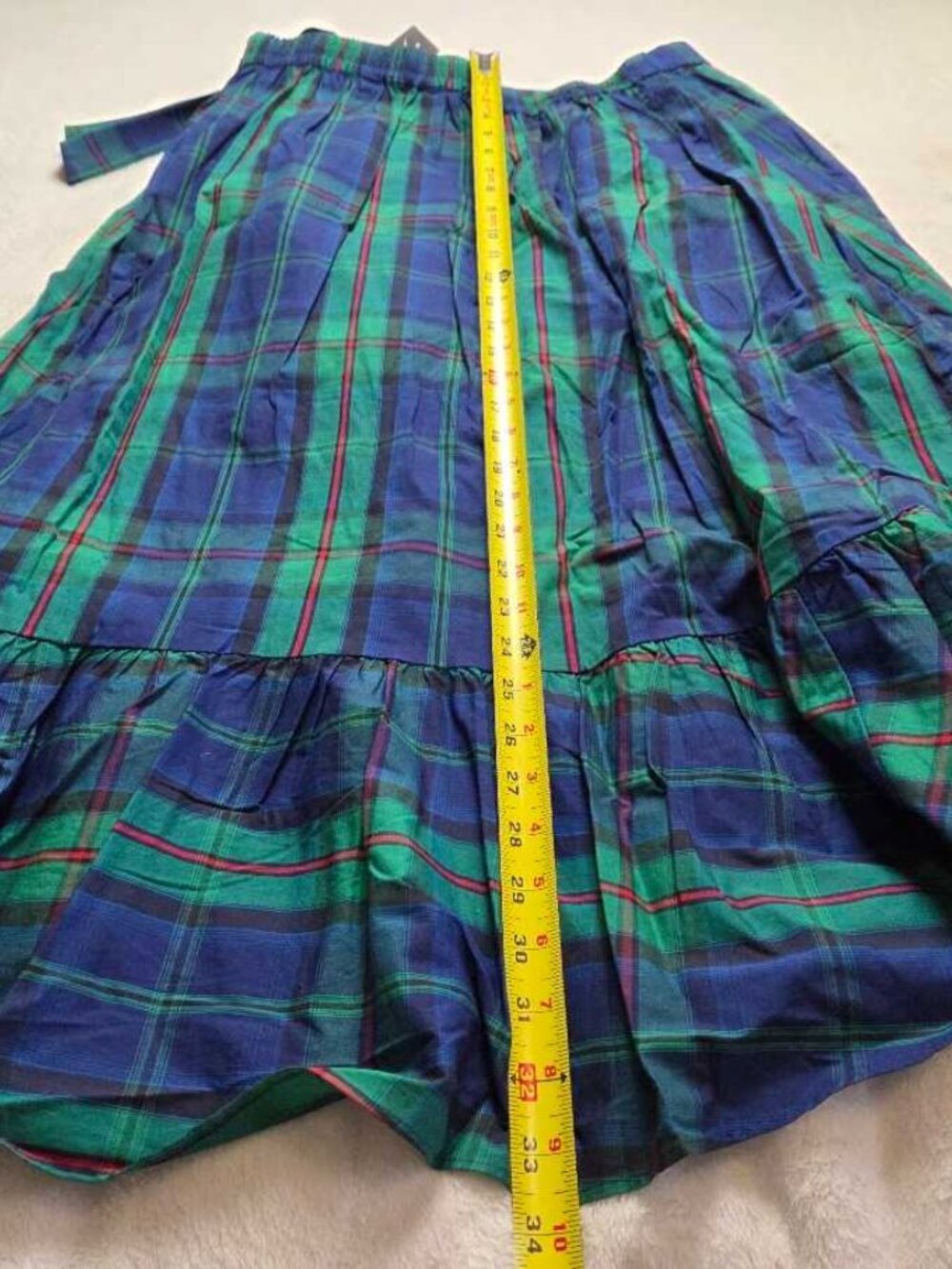 New L J.Crew Factory poplin midi wrap skirt in Fairmont Blue winter plaid - Picture 10 of 11
